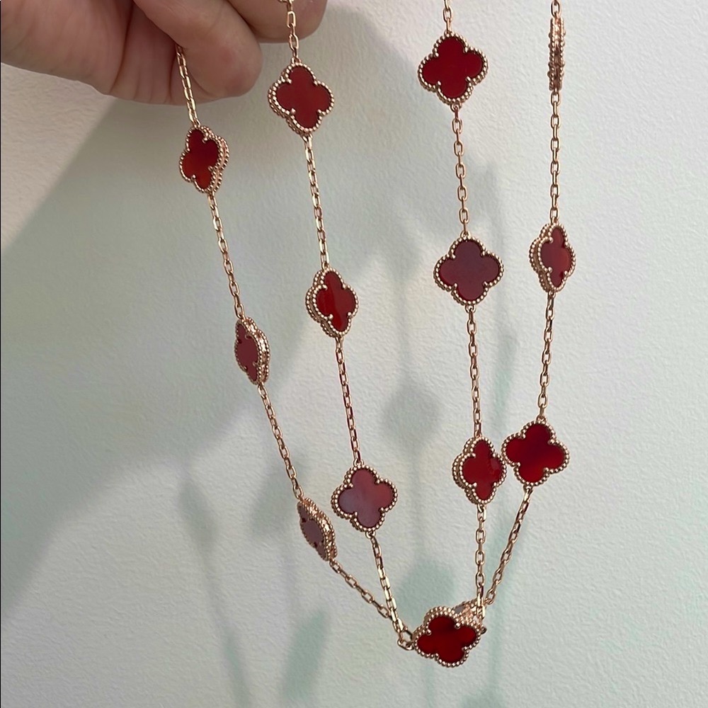 VCA inspired Red Clover Necklace